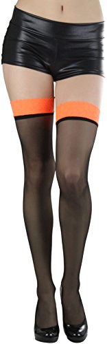 Image of ToBeInStyle Women's Sheer Banded Thigh High Socking w /Opaque Band
