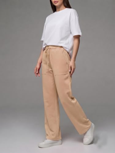 Image of Mehrang Women's Wide-Leg Side Pocket Trouser|Palazzo Pants|High Waist Trousers with Drawstring|Lightweight Casual & Travel Wear|Women Trousers Pants | Trousers Flared Korean Style