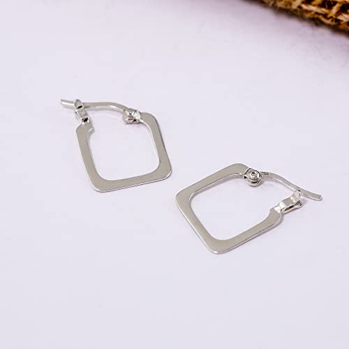 Boma Jewelry Sterling Silver Square Snap Down Hoop Earrings #TOP2