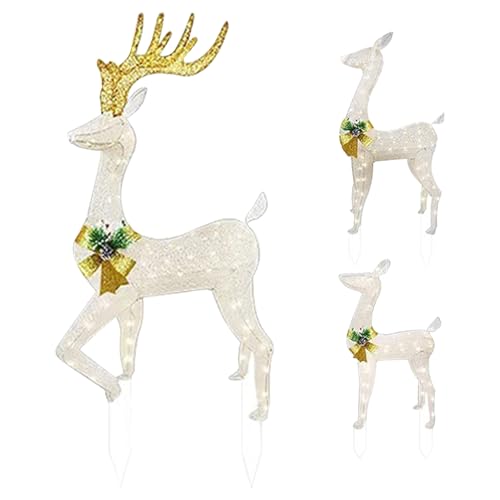 Weihnachtspfähle Dekorationen | 3 Stück wetterfeste LED-Beleuchtung...