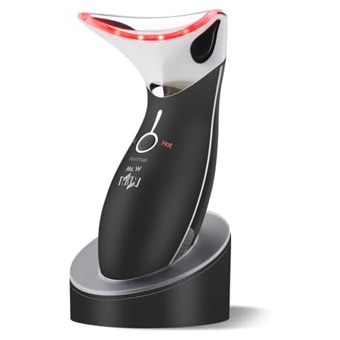 Ms.W Red Light Neck Face Massager, Facial Massager with Hot & Cold Modes for Skin Care, Vibration for Skin Tightening and Rejuvenation（Black） Cover
