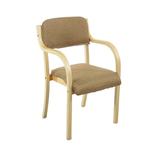 Silla de comedor apilable de madera maciza para visitantes, moderna silla de estudio de recepción con reposabrazos tapizado para sala de estar, dormitorio, cocina, oficina, salón