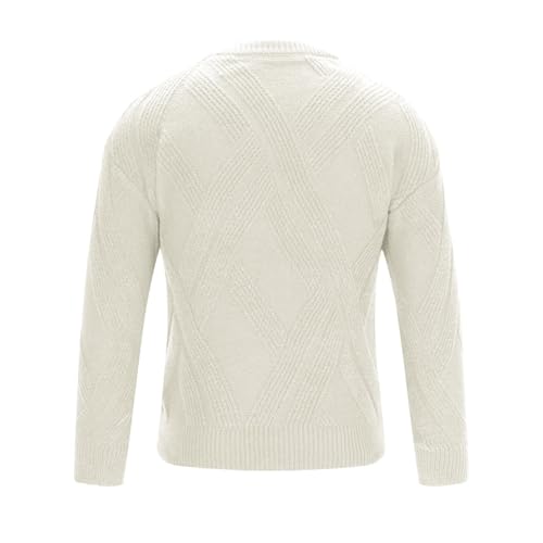 Men's Knit Sweater Crewneck Loose Fit Casual Twist Patterned Textured Long Sleeve Cable Knitted Pullover Sweaters3