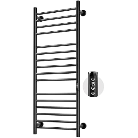 Poloma Wall Mounted Towel Warmer Rack for Bathrooms, Electric Heated Towel Rack Heater, 16-Bars Stainless Steel Black. Cover