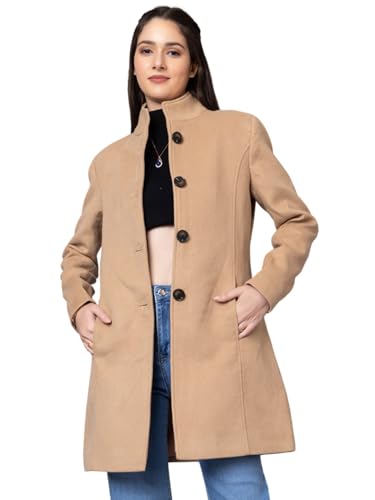 Image of CHKOKKO Women Chic Winter Coat Single Breasted | Knee Length Design with Buttoned Closure and Practical Front Side Pockets for Stylish and Comfortable Wear