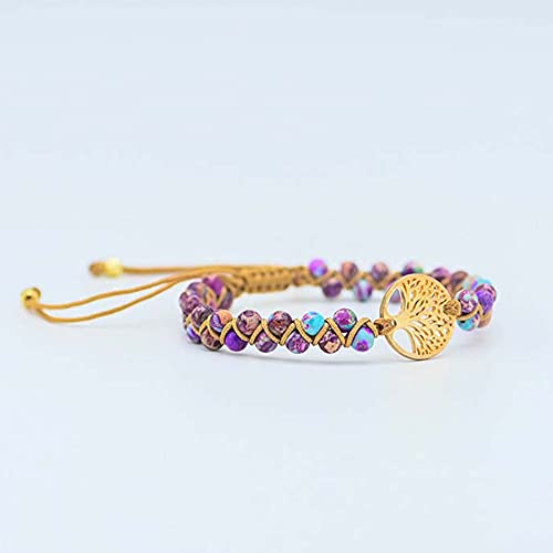 Image of Women Boho Wrap Bracelet,Handmade Natural Stone Crystal Emperor Beads Heart Bracelet, Fashion Bohemian Jewelry Gift for Women