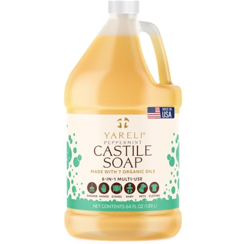 YARELI Pure Castile Soap Liquid, Peppermint 64oz