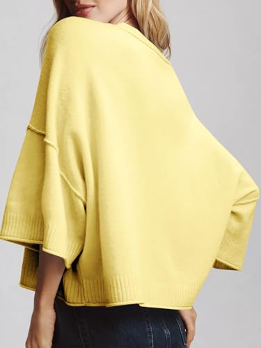 Image of Saodimallsu Womens Short Sleeve Sweater Summer Oversized Cropped Sweaters Casual Crewneck Lightweight Knit Tops