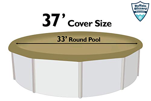 Buffalo Blizzard Supreme Plus Winter Cover For 33-Foot Round Above-Ground Swimming Pools | Tan/Silver Reversible | All Covers Include 4-Feet Of Overlap For Secure Installation To Measure 37-Feet #TOP3