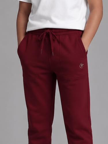 Image of KiddoPanti Boys Solid Fleece Track Pants | Cotton Poly Fleece Fabric | Ankle Length Bottom Rib | 2 Front Patch Pocket | Elastic Waist & Drawcord | Jogger Track Pants for Boys