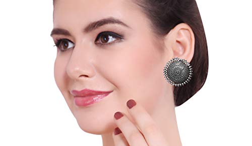 Shreyadzines Designer Oxidized Silver Stud Earrings for Women and Girls… - Image 4