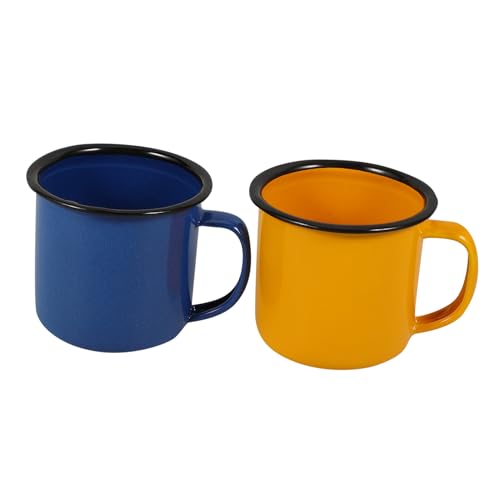 CIYODO Vintage Style Iron Mugs Enamel Wine Cups Heat Insulated Handle Wide Mouth Design Sturdy for Water Wine Drinking