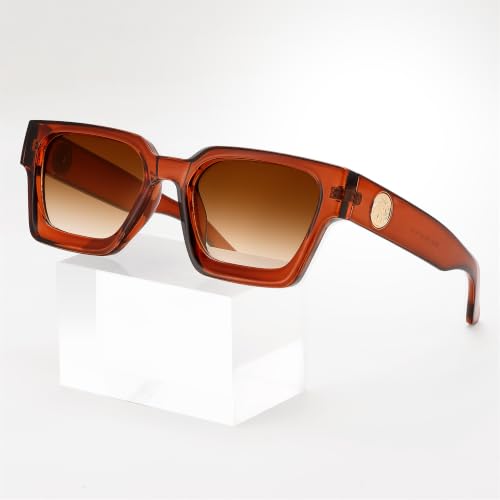 Image of FEISEDY Retro 90s Chunky Square Sunglasses for Women Men B2385
