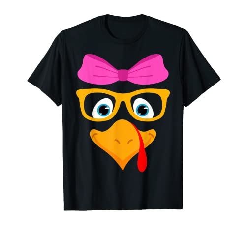 Girls Thanksgiving Shirt Cute Turkey Face Women T-Shirt