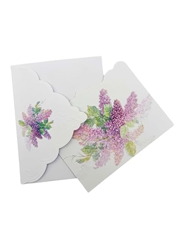Image of Poster Foundry Summer Lilacs Boxed Note Cards by Carol Wilson. 10 embossed 4x5 Die-Cut Notecards and Matching Envelopes in Decorative Gift Box with Magnetic Flap. NCP2353