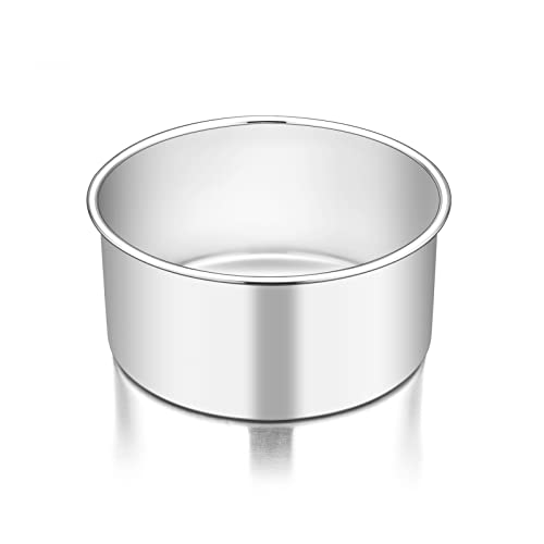 Image of TeamFar 6 Inch Cake Pan, Stainless Steel Round Deep Baking Cake Pan for Wedding Birthday Party, Non-Toxic & Heavy Duty, Deep Wall & Straight Side, Mirror Finish & Dishwasher Safe