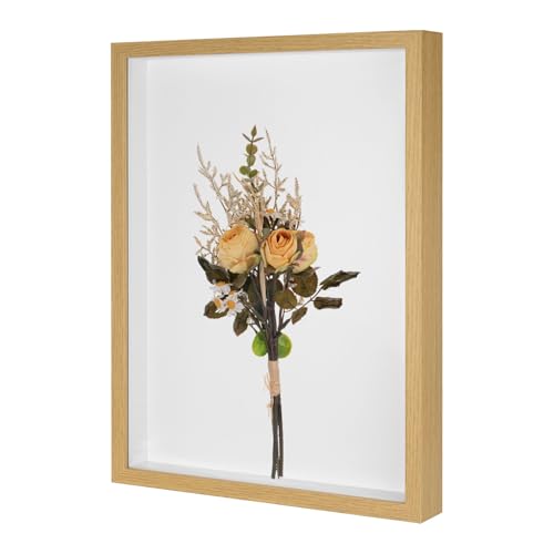 M METERXITY Shadow Box Frame (13 x 17 Inch, Natural) - Wooden Dried Flower Photo Frame, Memory Box Display Case with Felt Back, Apply to Flower/Tickets/Photos/Memorabilia DIY