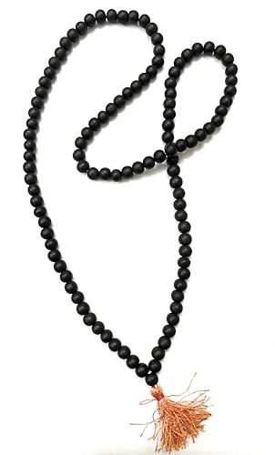 TwiceWise 100% Natural Unpolished Karungali Malai Original 108 Beads 8mm - Certified Karungali Mala Original - Black Ebony Wood Necklace for Spiritual Growth & Meditation - Certified Karunkali Malai