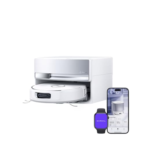 NARWAL Flow Robot Aspirapolvere con Stazione Base Compatta, Track Mop | 22000Pa, Lavaggio a 80°C, 0 Grovigli, CarpetFocus, 2 Telecamere IA, Riconoscimento di 200+ Oggetti, Freo Mind 4.0