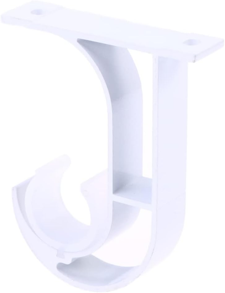 2Pcs White Aluminium Alloy Curtain Rod Holders Anti-Slip Wall Brackets | Single Rod Support, Easy Installation, Holds Firmly, Suitable for Living Room Windows and Varied Sizes