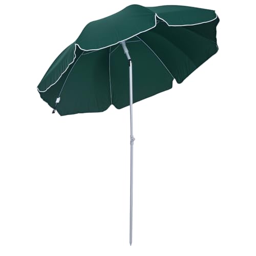 Outsunny Parasol inclinable parasol de plage octogonal de jardin Ø 2 m métal polyester sac de transport inclus vert