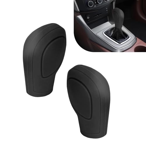 Zosgrew 2 PCS Car Gear Shift Knob Cover, Anti-slip and Wear-resistant Automotive Knob Gear Shift Cover, Soft Silicone Shifter Protector, Universal Interior Accessories, for Most Cars (Black)