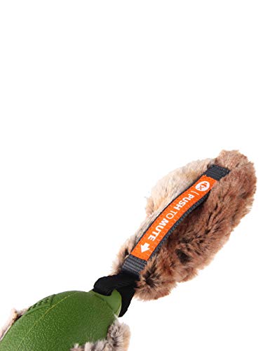 GiGwi Gummi-Ente Hundespielzeug 'Push to Mute' leise und quietschendes Spielzeug interaktiv mit Plüschschwanz - Grün