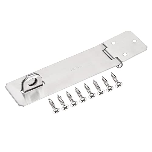 Image of MECCANIXITY 6 Inch Stainless Steel Thick Door Latch Hasp Lock Heavy Padlock Clasp with Screws for Cabinet Closet Gate, Silver