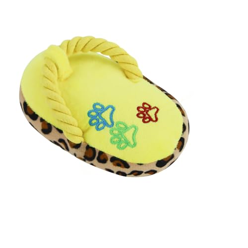 Andiker Giocattolo cigolante per cani in corda per cani durevole in morbido cotone giocattolo da masticare a forma di scarpa giocattolo interattivo per cani di piccola e media taglia (giallo)