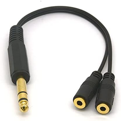 Tomost 6.35 to 3.5mm Cable Splitter, 1/4" TRS Stereo Jack Male to Dual 1/8"(Mini) Female Y Adapter Cord (20cm)