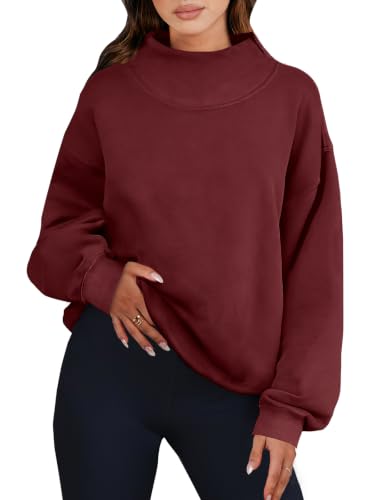Image of ANRABESS Womens Oversized Sweatshirts Mock Neck Pullover