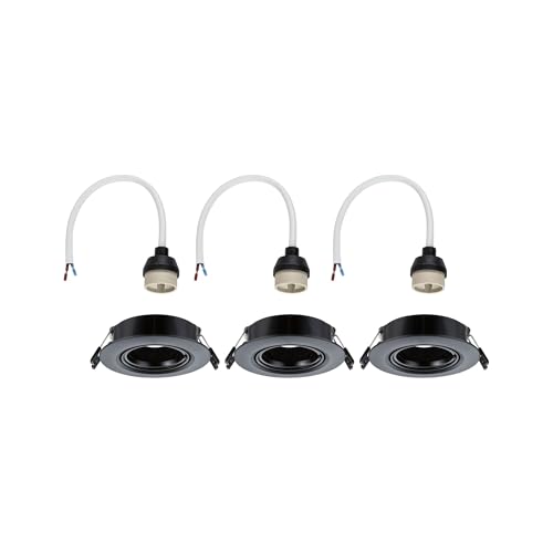 Paulmann 92111 Einbauleuchte 3er-Set schwenkbar rund 90mm 30° GU10 max. 3x10W 230V Schwarz Einbaulampe