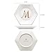 CARAKNOTS Jewelry Tray for Women Ceramic White Ring Dish Birthday Engagement Wedding Valentines Gifts for Her Jewelry Dish for Rings Earring Necklace Monogram Initial Decorative Trinket Plate Letter M
