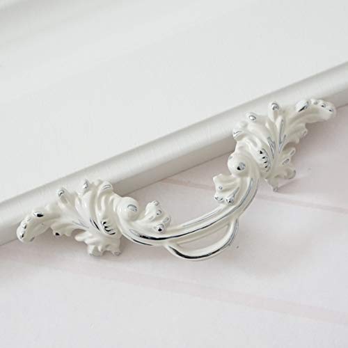 Lbfeel 2.5" Shabby Chic Pull Handles Dresser Drawer Knob White Silver Rustic Kitchen Cabinet Handle Furniture Hardware 64Mm (White) #TOP2