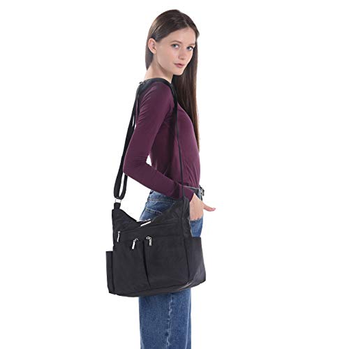 Mhcnll Anti Theft Crossbody Purse,Rfid Women Nylon Waterproof Shoulder Bag (Black) #TOP4