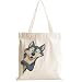 Cartoon Wolf Canvas Tote Bag, Funny Wolf Gifts for Women Sister Girls Daughter Birthday Christmas Reusable Canvas Tote with Inner Pocket Shoulder Bag for Beach Grocery Shopping Travel Weekend Work