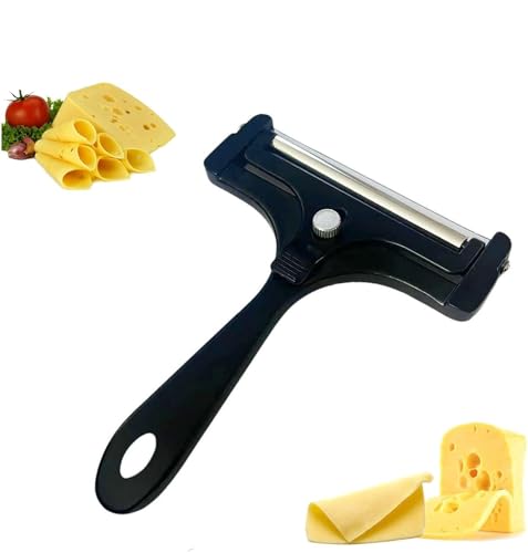 Kitchen Cheese Slicer,Cheese Slicer,Food Slicer,Adjustable Hand Held Cheese Cutter Wires,Cheese Slicers for Block Cheese,Stainless Steel Wire Cheese Slicer,Thick & Thin Slicer,Cheese Curler (Black)