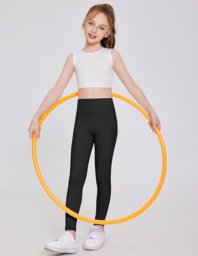 Arshiner Girls Athletic Leggings High Waist Yoga Pants for Kids with Pockets Dance Running Workout Tights2