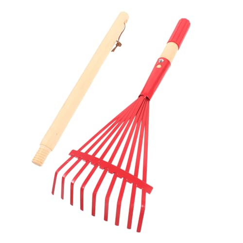 BCOATH Rastrillo Pequeño de Jardín para Mango Desmontable Herramienta Multifuncional Ligera para Césped y Huerto Fácil de Usar y Transportar Color Rojo