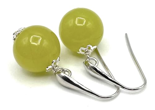 Boucles d'oreilles jade vert argent 925 bijoux artisanaux fait main