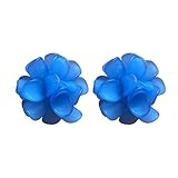 Chanaiqw Boho Flower Floral Petal Cluster Statement Stud Earrings for Women Sister Mom Lover and Friends (Blue)