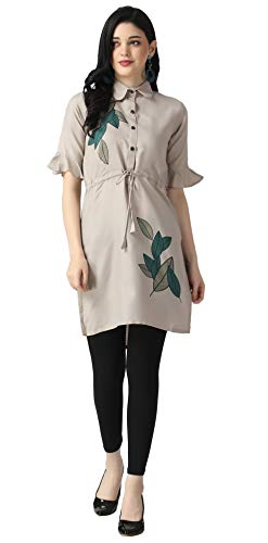 Image of OM SAI LATEST CREATION Designer Slub Cotton Fully Stitched Anarklai Kurti for Women & Girls on Jeans Palazzo or Skirt (Plus Size Upto 2XL)-(Grey)