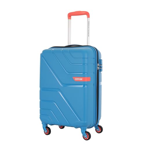 Image of American Tourister Upland Sport 55 CM Small Carry-On Polypropylene (PP) Hard 4 Wheels Spinner Luggage /Suitcase /Trolley Bag for Travel (Mediterranian Blue)