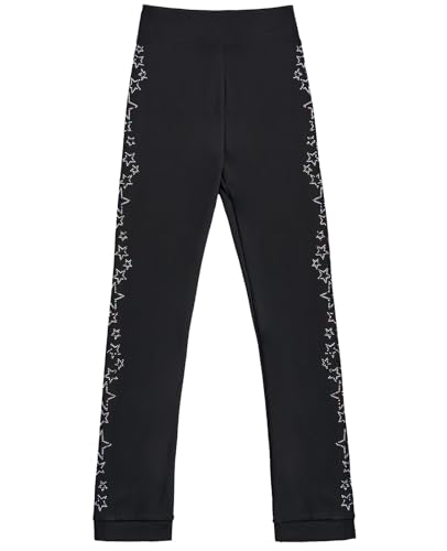 Gogokids Girls Ice Skating Leggings, Kids Fleece Thermal Black Dancing Trousers3