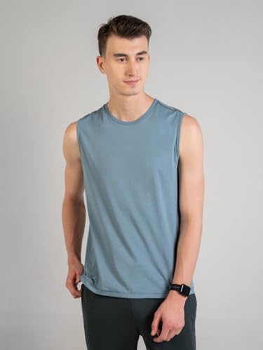 Image of DAMENSCH Men's Cotton Blend Regular Fit Breeeze Gym Vests Workout, Ultra-Lightweight Gym Sando, Anti-Fade Cotton Blend Tank Top, Quick-Dry Sleeveless Vest