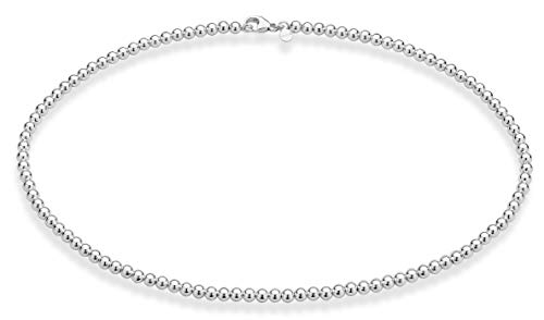 Miabella Italian 925 Sterling Silver Handmade 4mm Bead Ball Strand Chain Necklace for Women, Made in Italy2