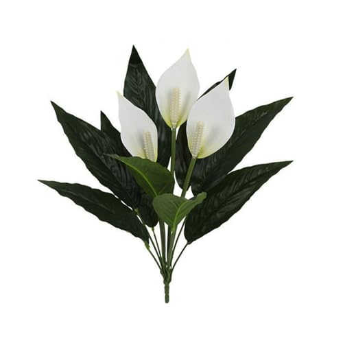 Lyrtrees 1 Pack Artificial Spathiphyllum Plant with White Flowers, 18-inch Faux Peace Lily Indoor Plant for Home Décor