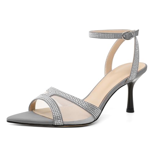 Sandales mesh femme haut de gamme ornées de strass lumineux et talon 7 cm