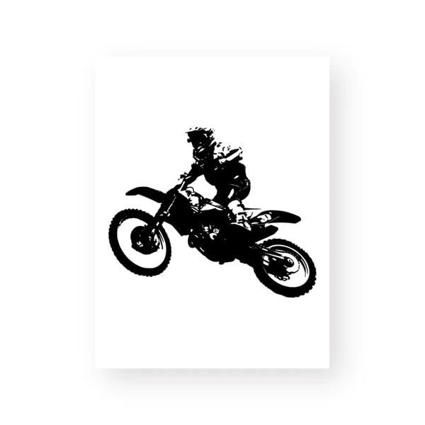 Impression d'art noir et blanc motocycliste moderne sur toile premium 42x60