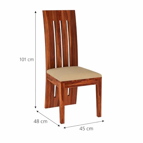 Image of Varsha Furniture Solid Wood Dining Chair for Dining Room Set of 2 | Wooden Study Chairs | Multipurpose Chair Made with Indian Sheesham Wood | Pre-Assembled - Honey Finish